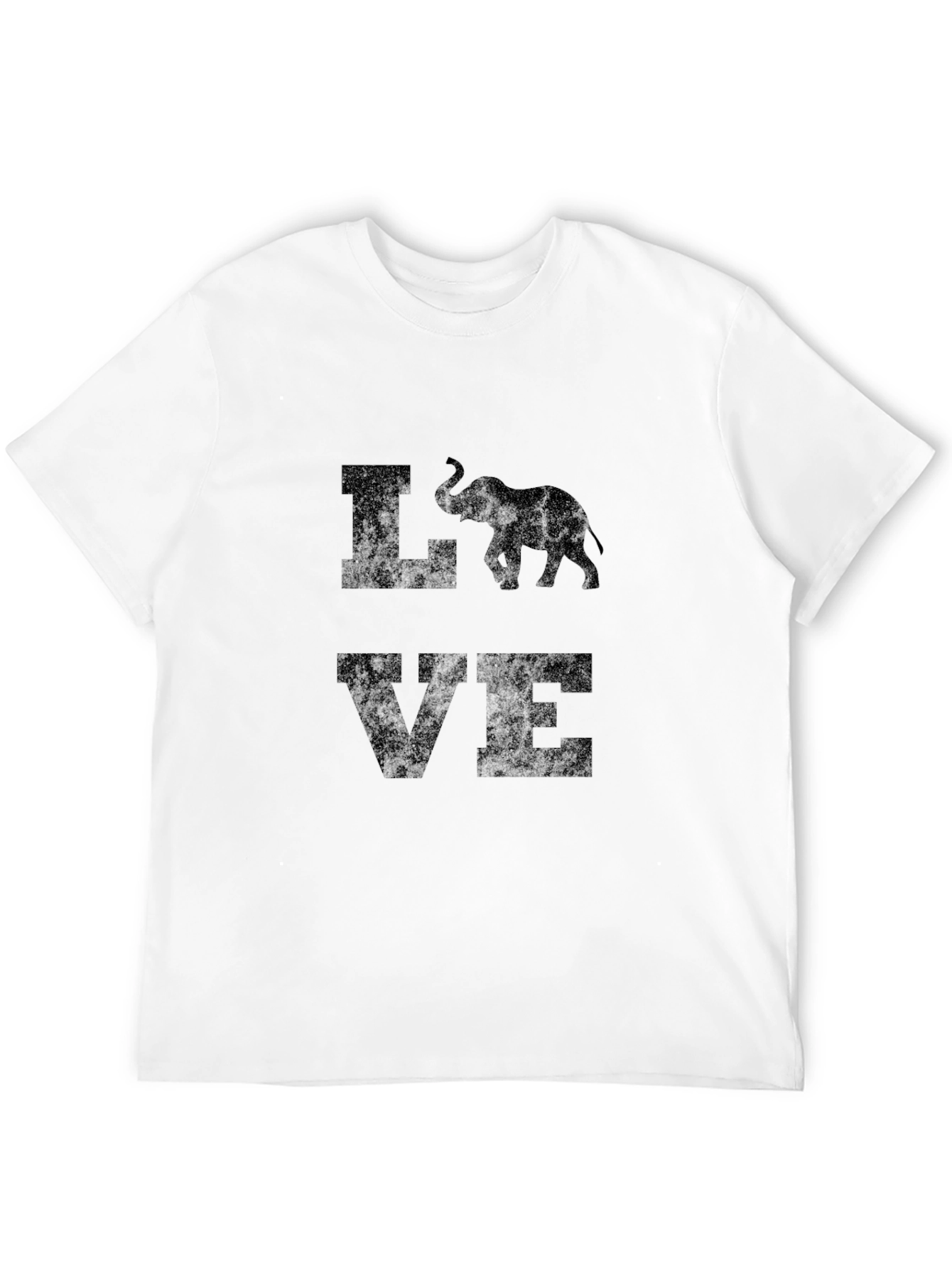Elephant Love Graphic Print Tee - Mens Black T-Shirt