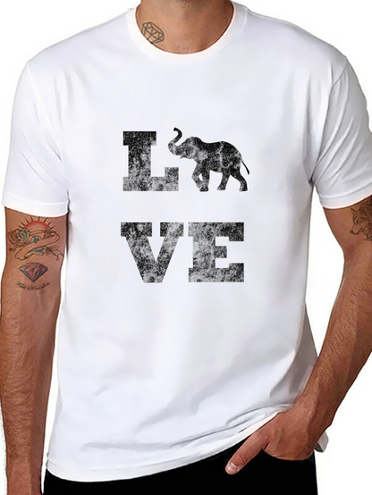 Elephant Love Graphic Print Tee - Mens Black T-Shirt