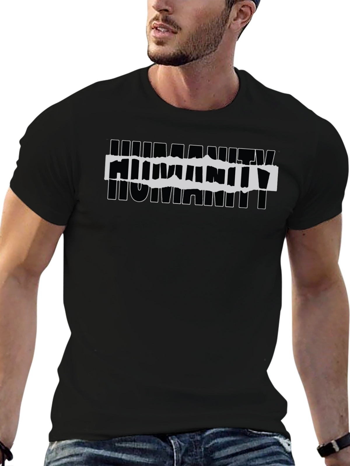 Humanity Graphic Print Black T-Shirt