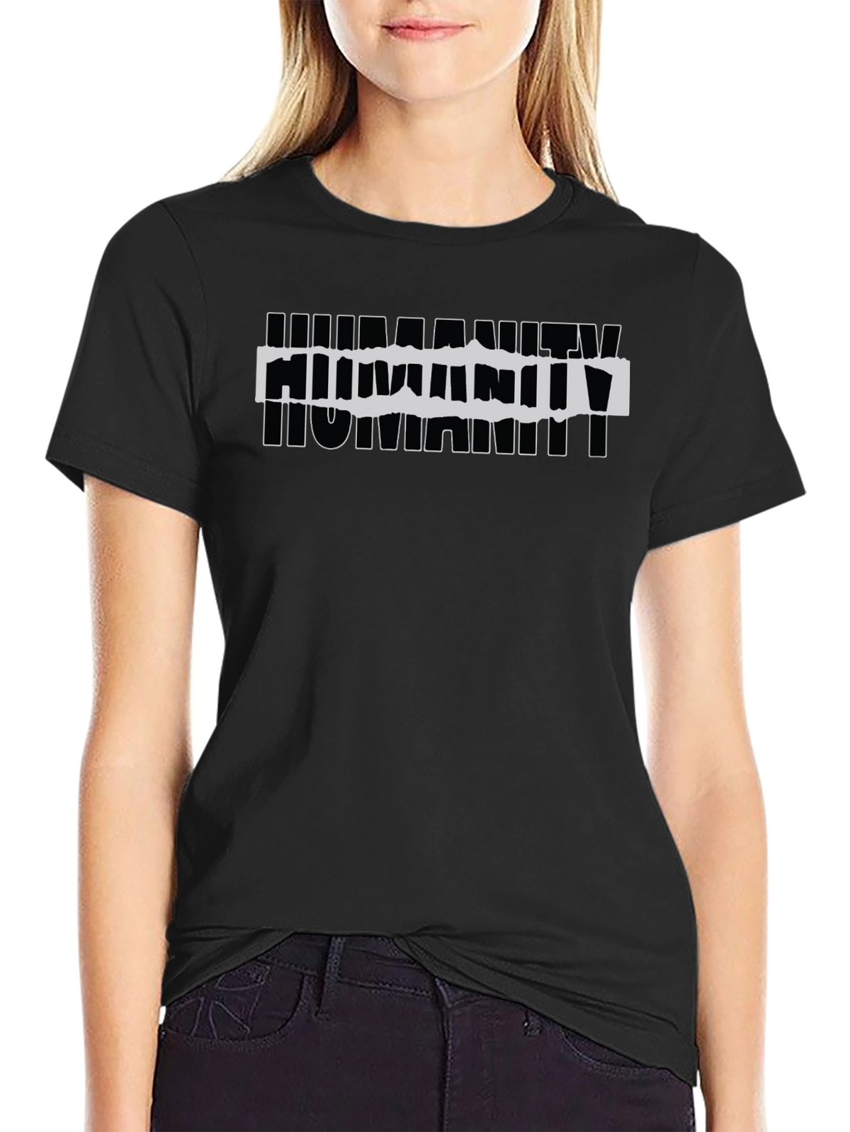 Humanity Graphic Print Black T-Shirt