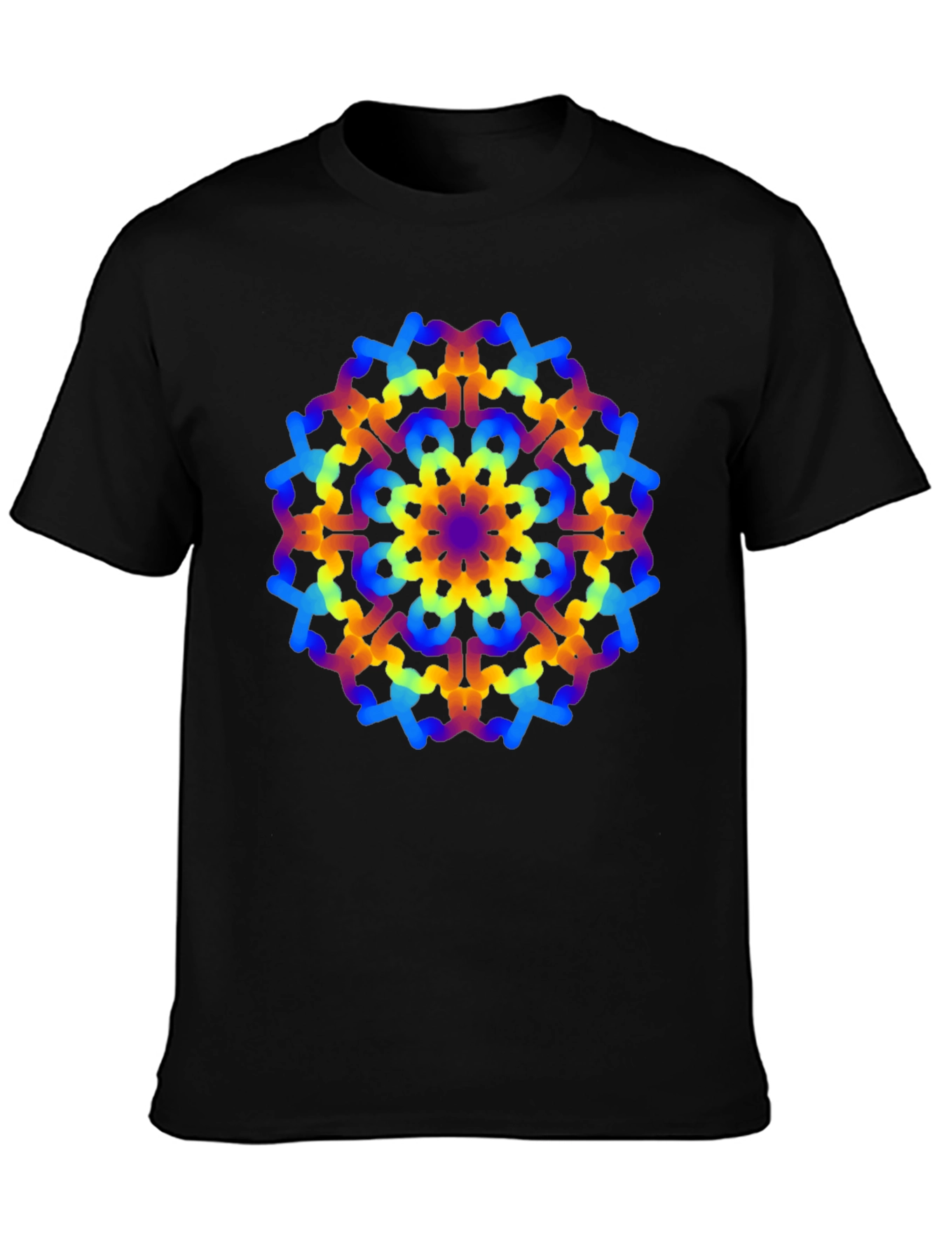 Rainbow Mandala Graphic Black T-Shirt