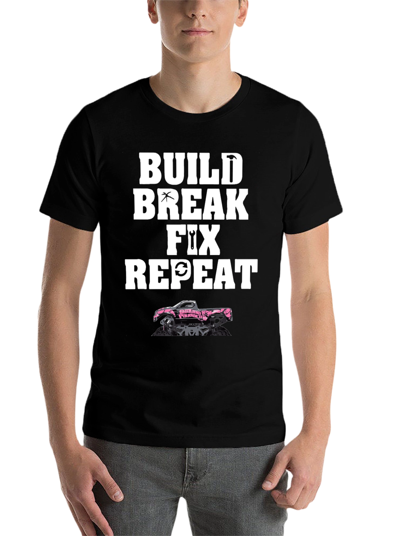 Build Break Fix Repeat Black Graphic Tee