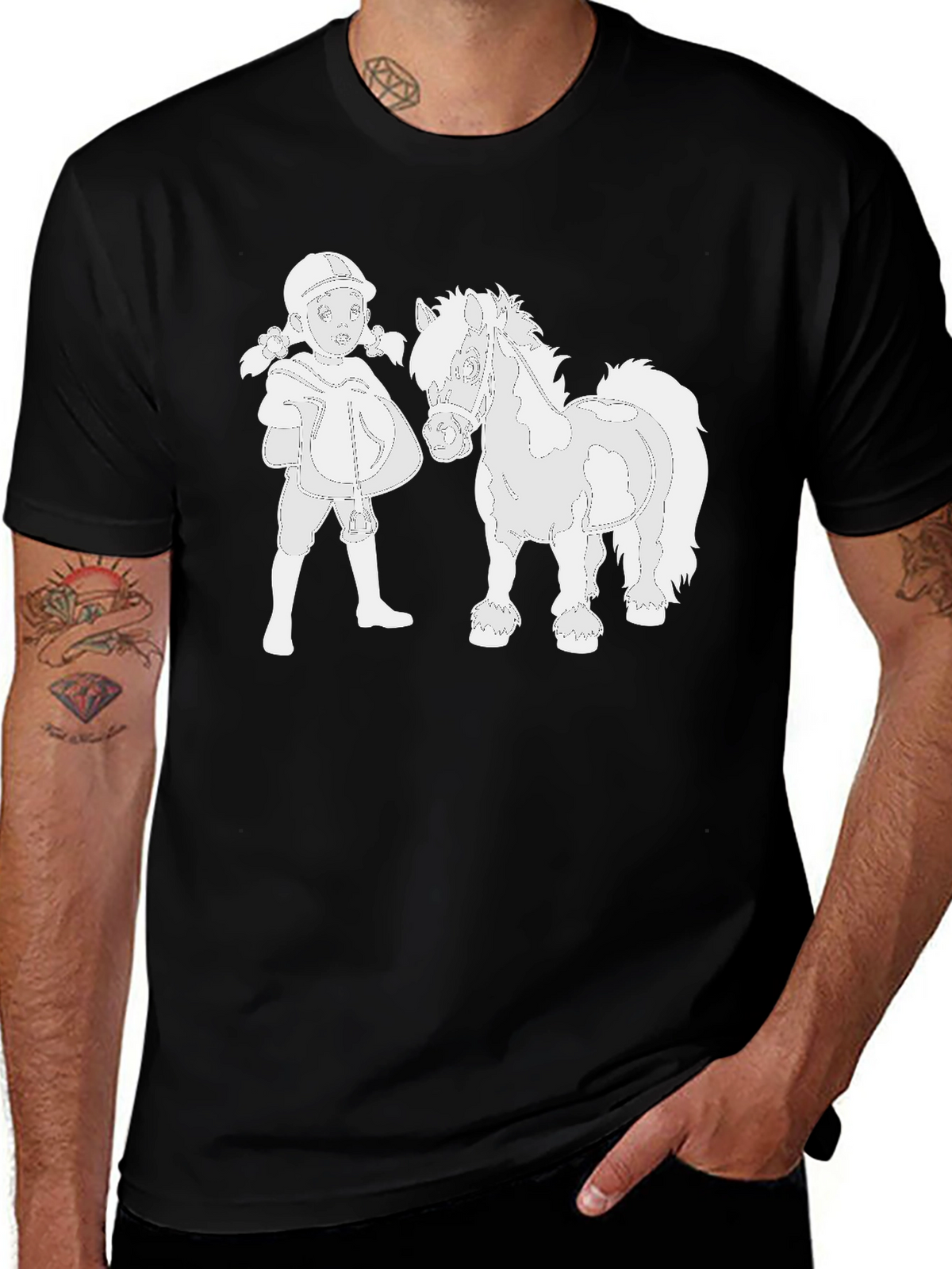 Horse & Rider Graphic Black T-Shirt