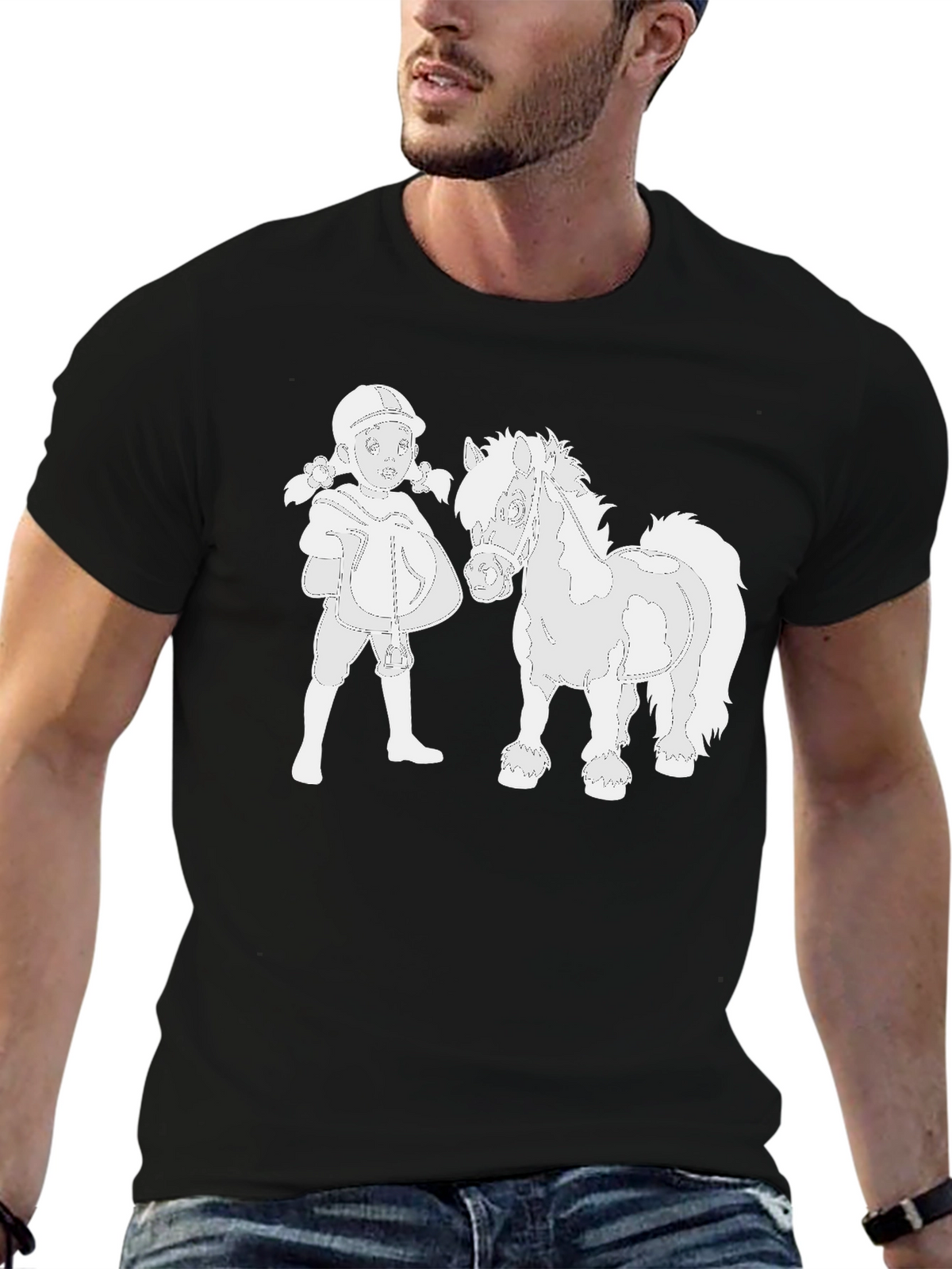 Horse & Rider Graphic Black T-Shirt