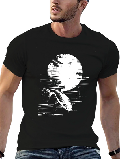 Koi Fish Glitch Black T-Shirt - Unique Graphic Tee