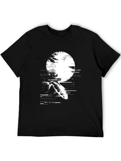 Koi Fish Glitch Black T-Shirt - Unique Graphic Tee