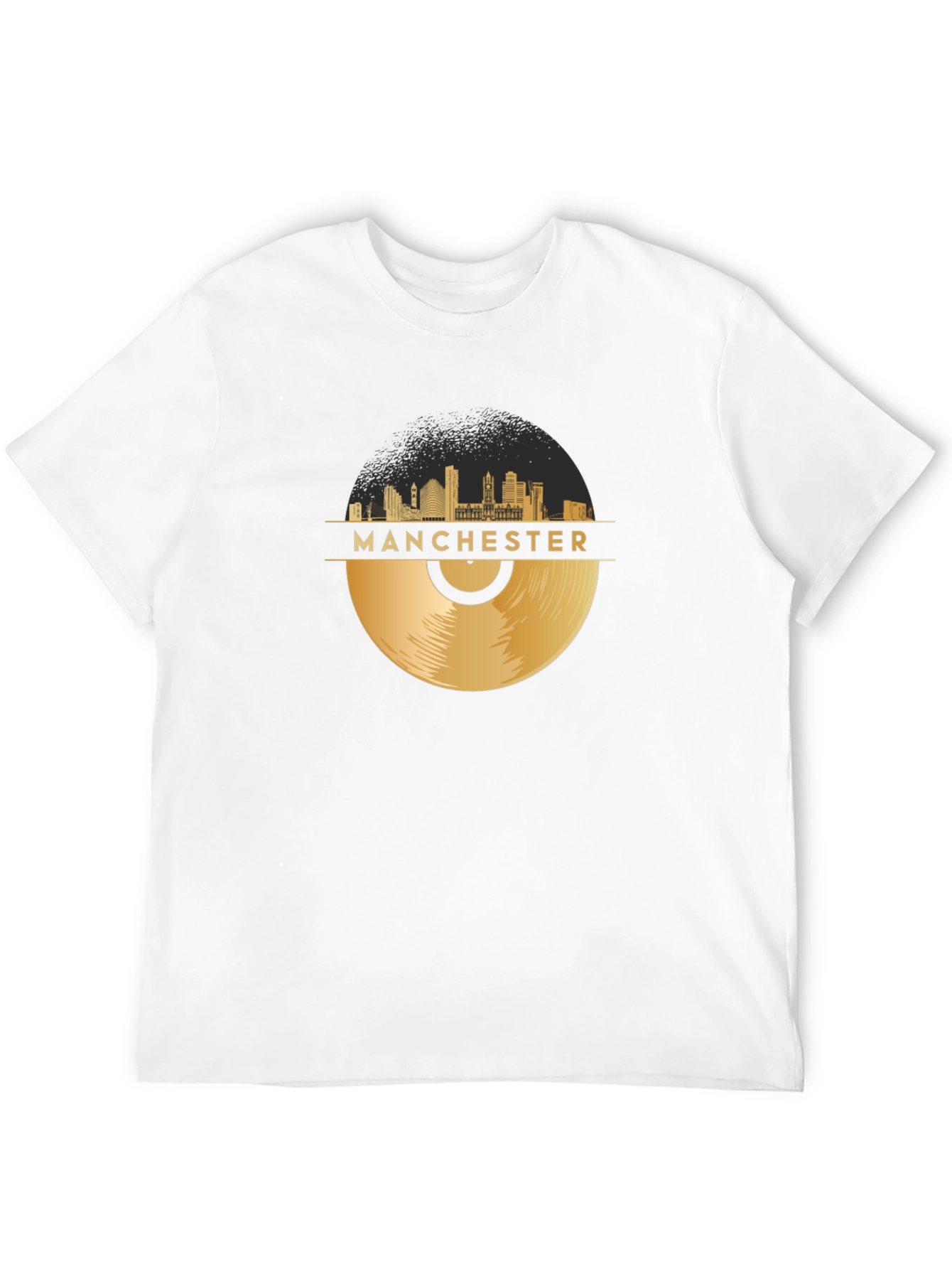 Manchester Skyline Vinyl Record Graphic Tee