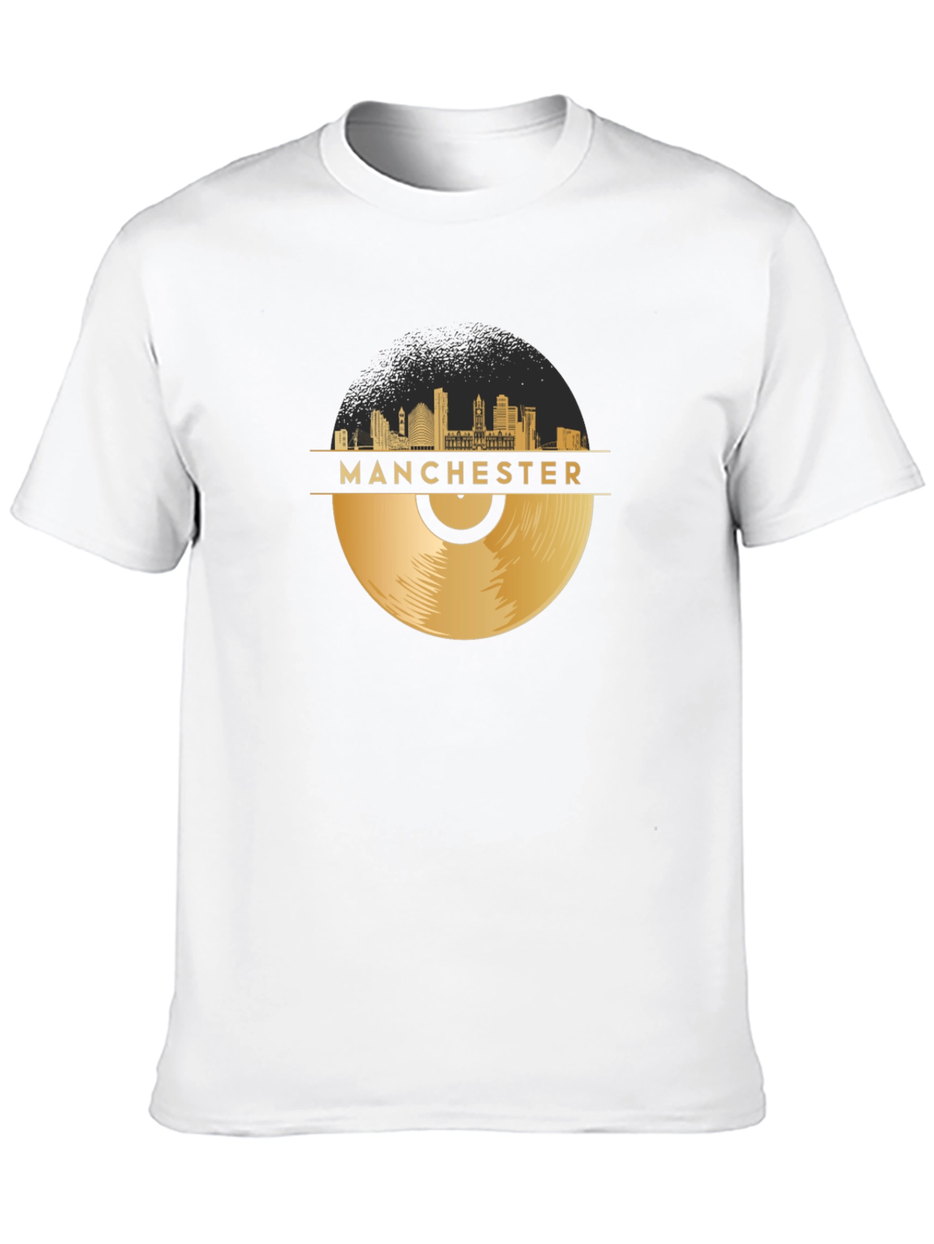 Manchester Skyline Vinyl Record Graphic Tee