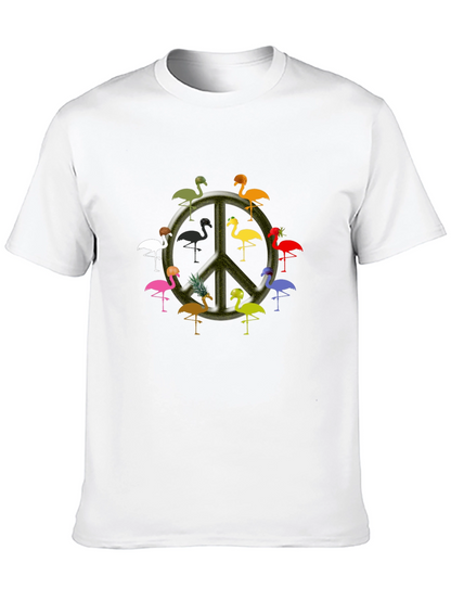 Flamingo Peace Sign Black T-Shirt