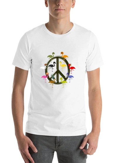Flamingo Peace Sign Black T-Shirt