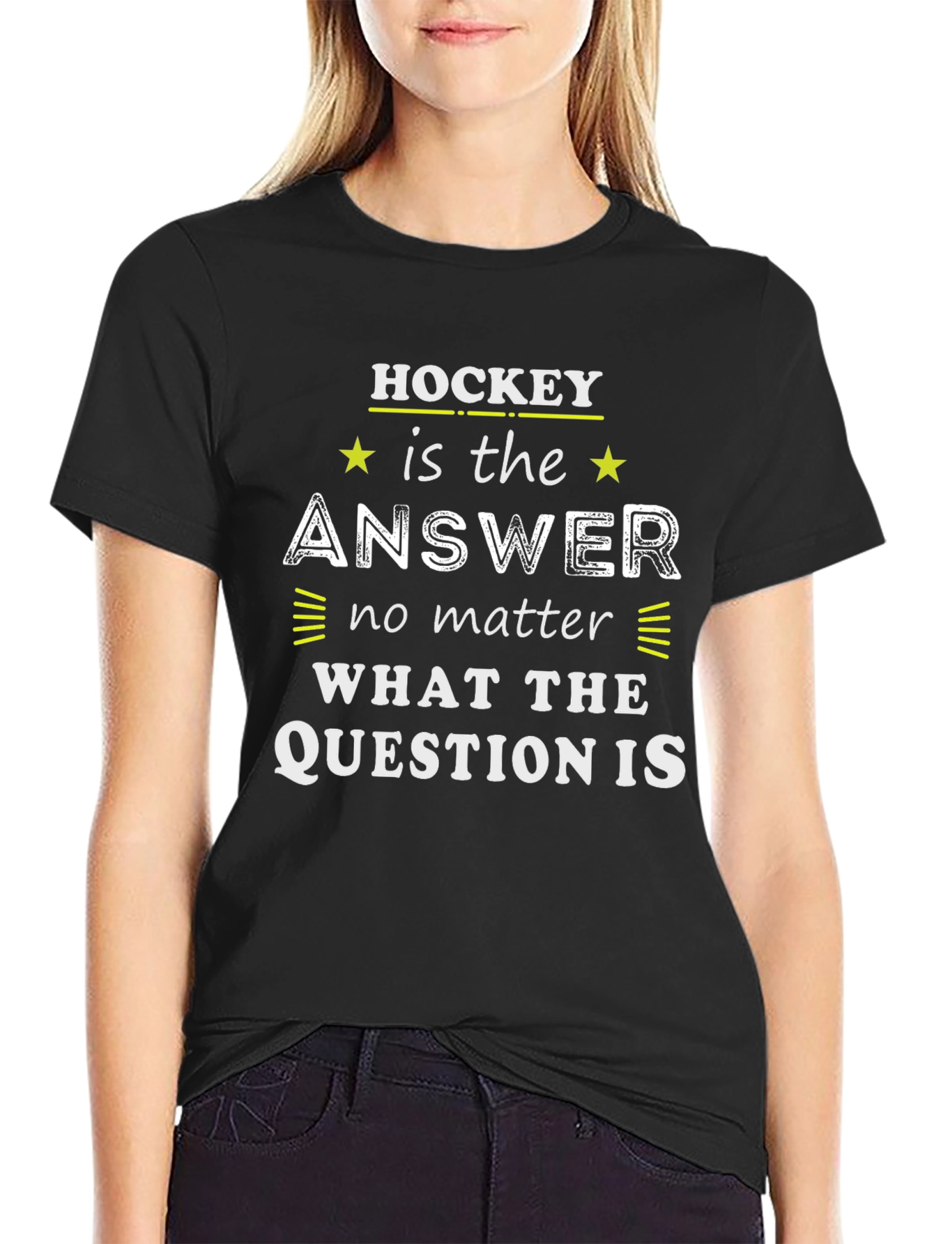 Hockey is the Answer T-Shirt - Black Graphic Tee