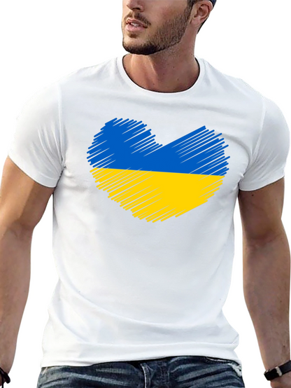 Ukraine Heart Flag Black T-Shirt