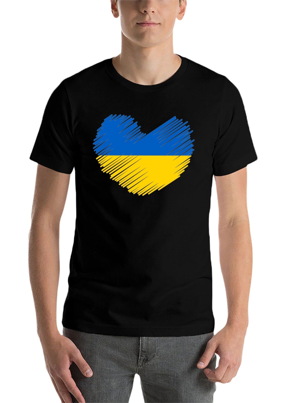 Ukraine Heart Flag Black T-Shirt