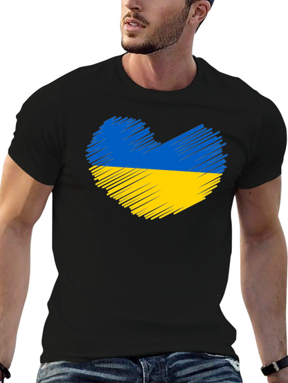 Ukraine Heart Flag Black T-Shirt