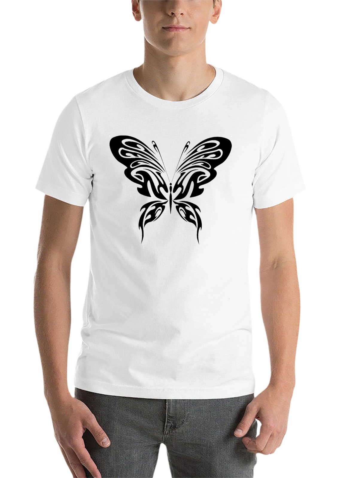Black T-Shirt with Butterfly Design