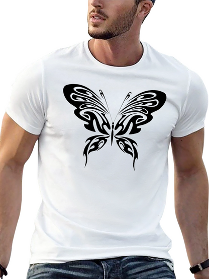 Black T-Shirt with Butterfly Design