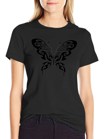 Black T-Shirt with Butterfly Design