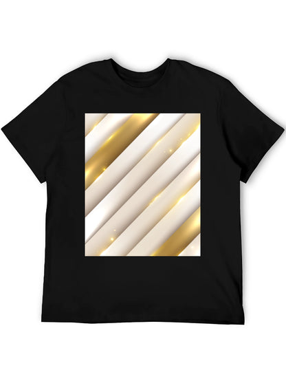 Stylish Abstract Stripe Pattern T-Shirt - Black
