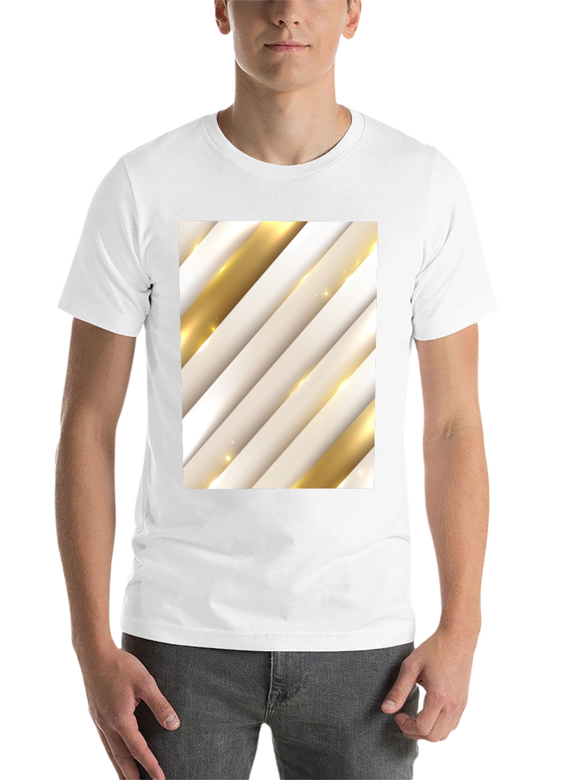 Stylish Abstract Stripe Pattern T-Shirt - Black