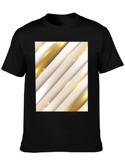 Stylish Abstract Stripe Pattern T-Shirt - Black
