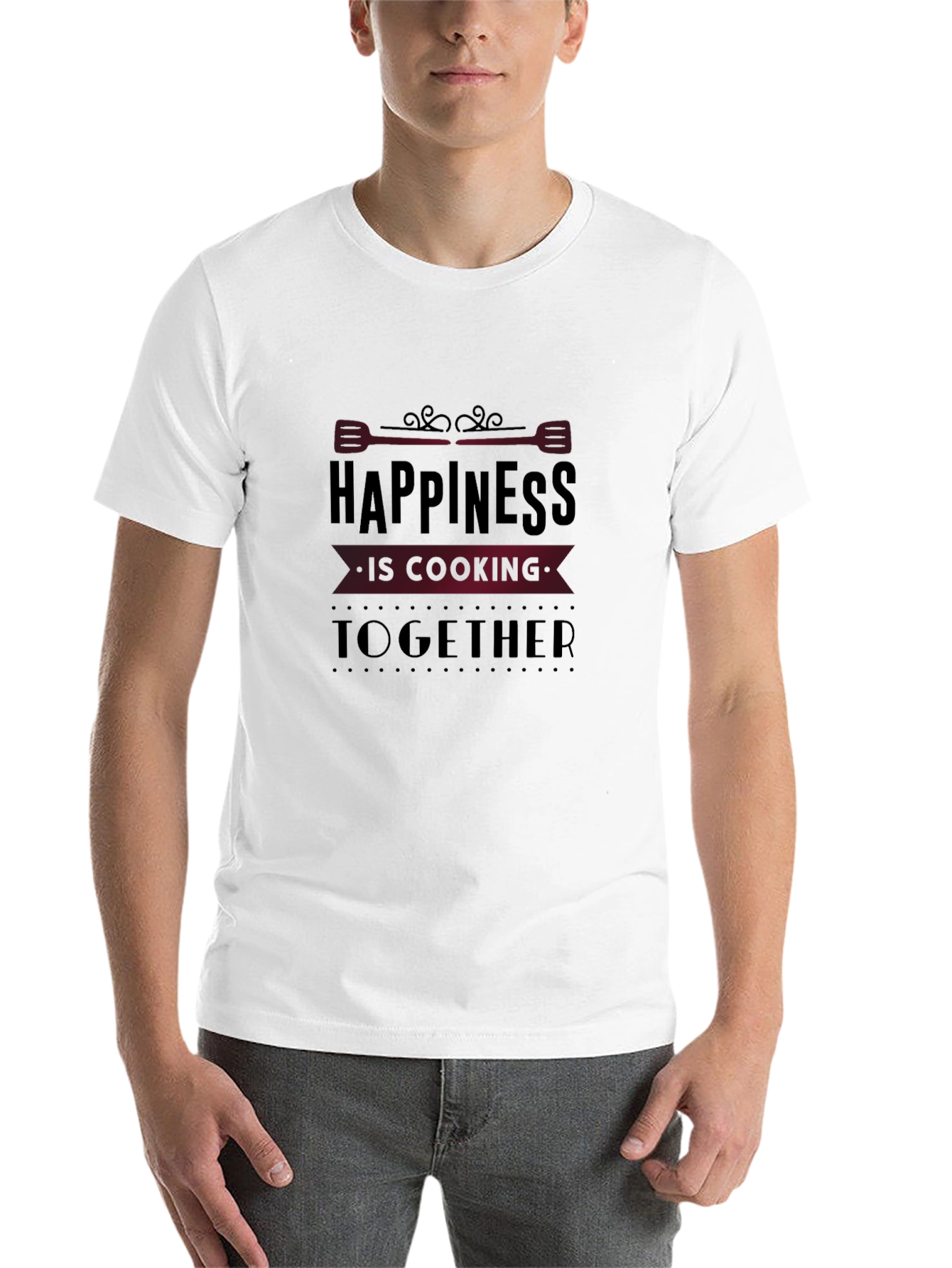 Happiness is Cooking Together Black Graphic Tee