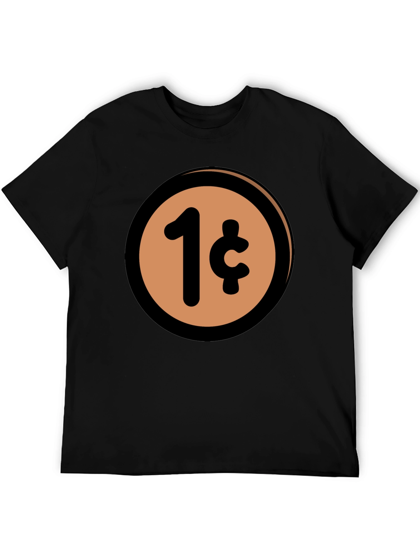 1 Cent Coin T-Shirt - Black Casual Graphic Tee