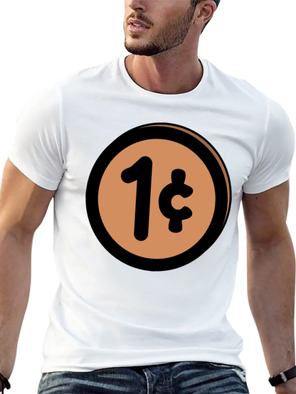 1 Cent Coin T-Shirt - Black Casual Graphic Tee