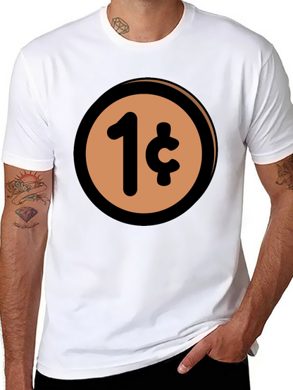 1 Cent Coin T-Shirt - Black Casual Graphic Tee