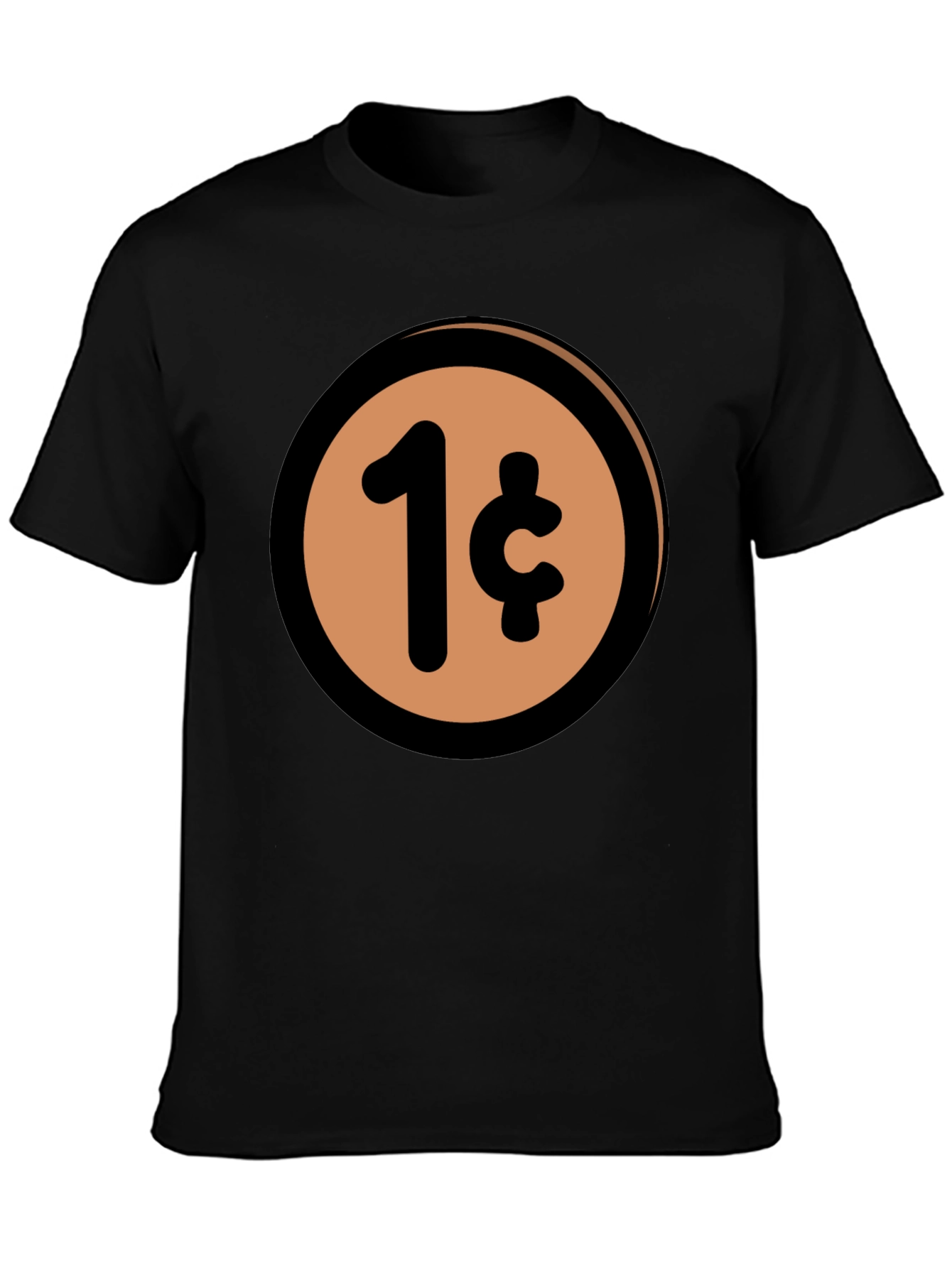 1 Cent Coin T-Shirt - Black Casual Graphic Tee
