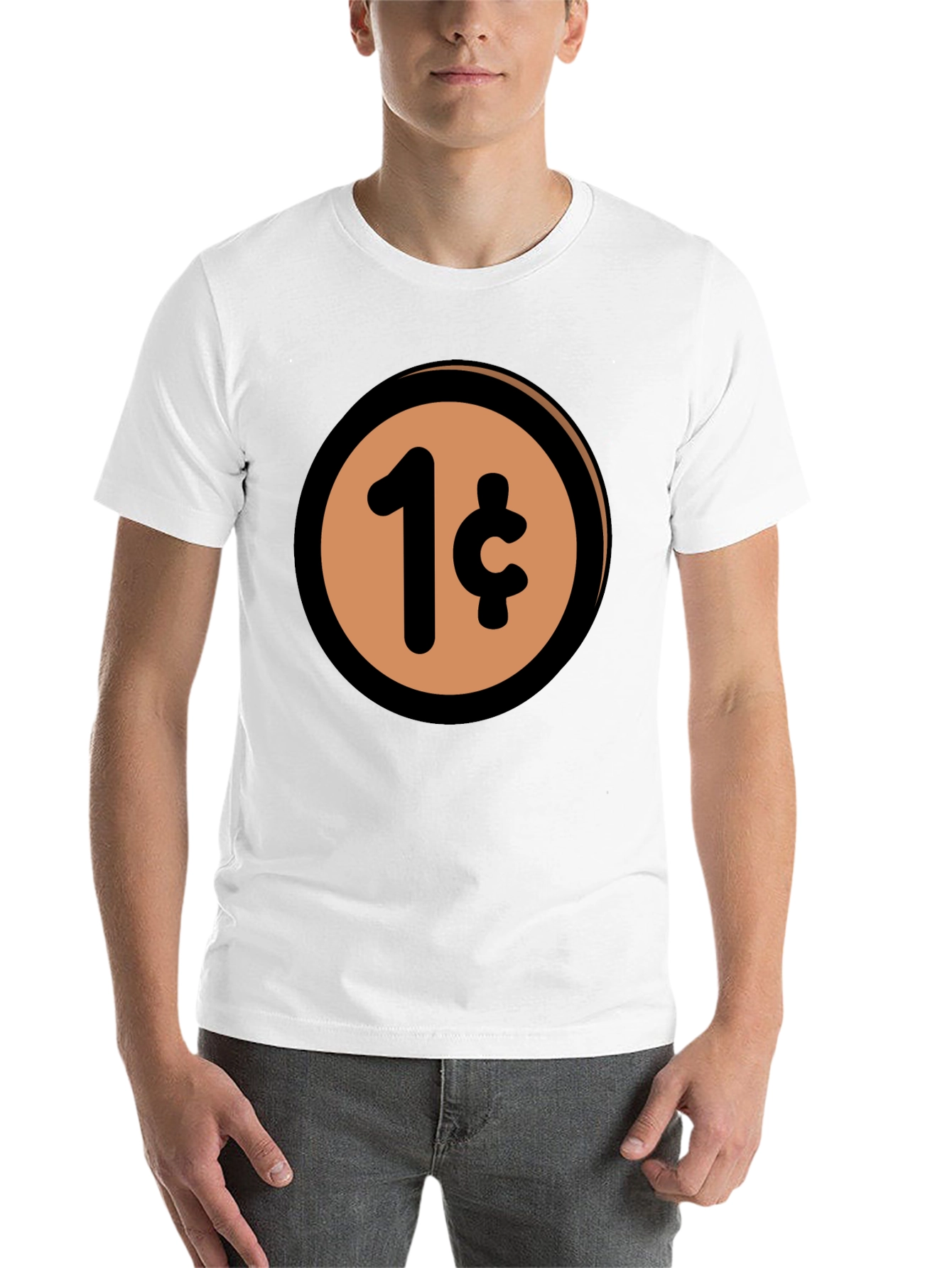 1 Cent Coin T-Shirt - Black Casual Graphic Tee