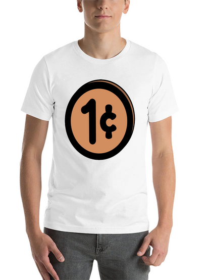 1 Cent Coin T-Shirt - Black Casual Graphic Tee