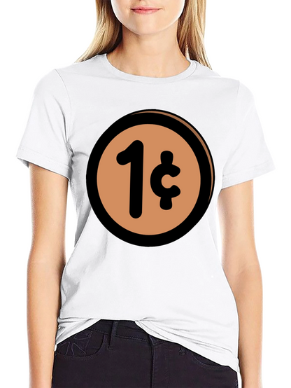 1 Cent Coin T-Shirt - Black Casual Graphic Tee