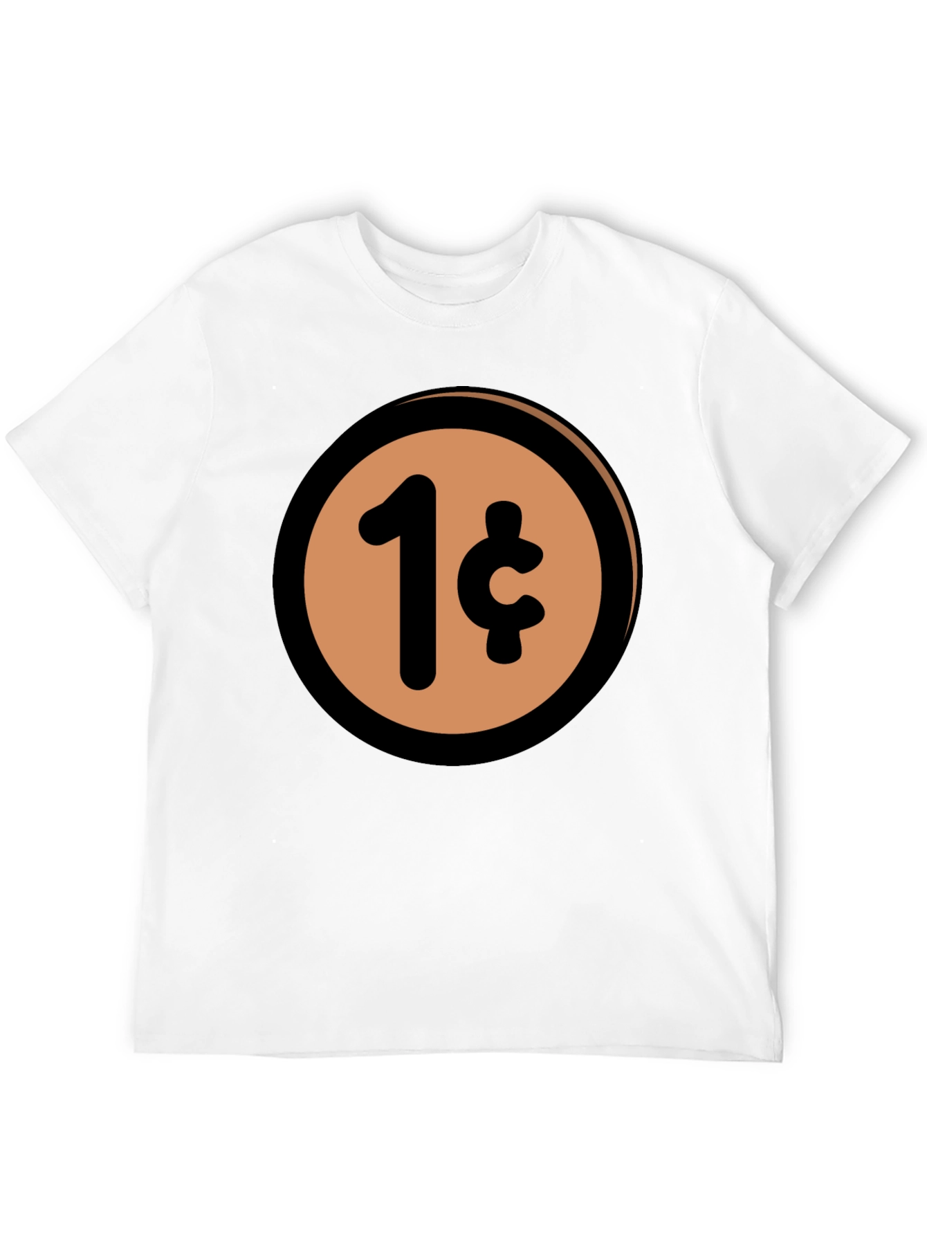 1 Cent Coin T-Shirt - Black Casual Graphic Tee
