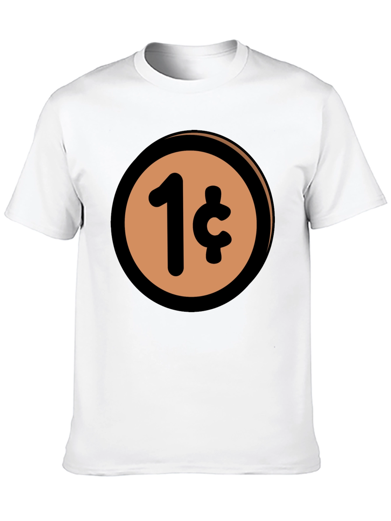 1 Cent Coin T-Shirt - Black Casual Graphic Tee