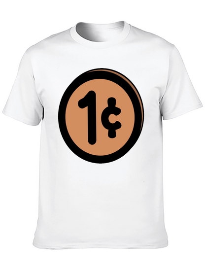 1 Cent Coin T-Shirt - Black Casual Graphic Tee
