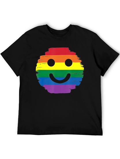Rainbow Pride Smiley Face Black T-Shirt
