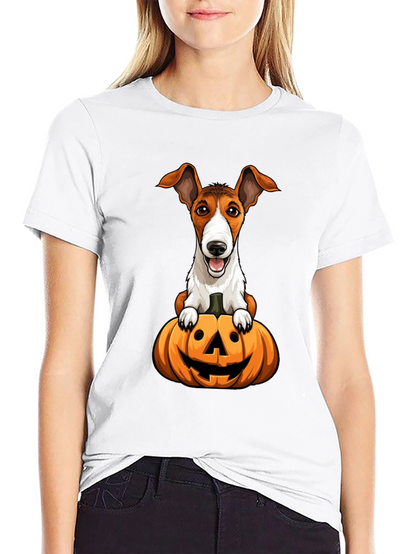 Dog on Pumpkin Halloween T-Shirt