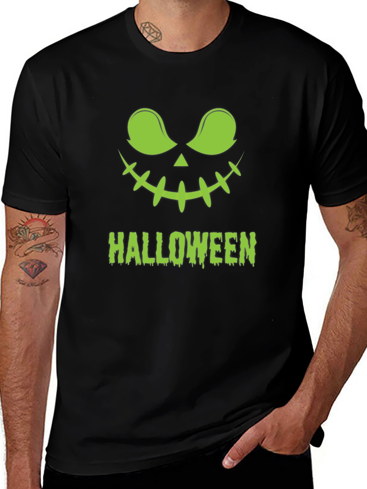 Halloween Jack-O-Lantern Graphic Tee - Black