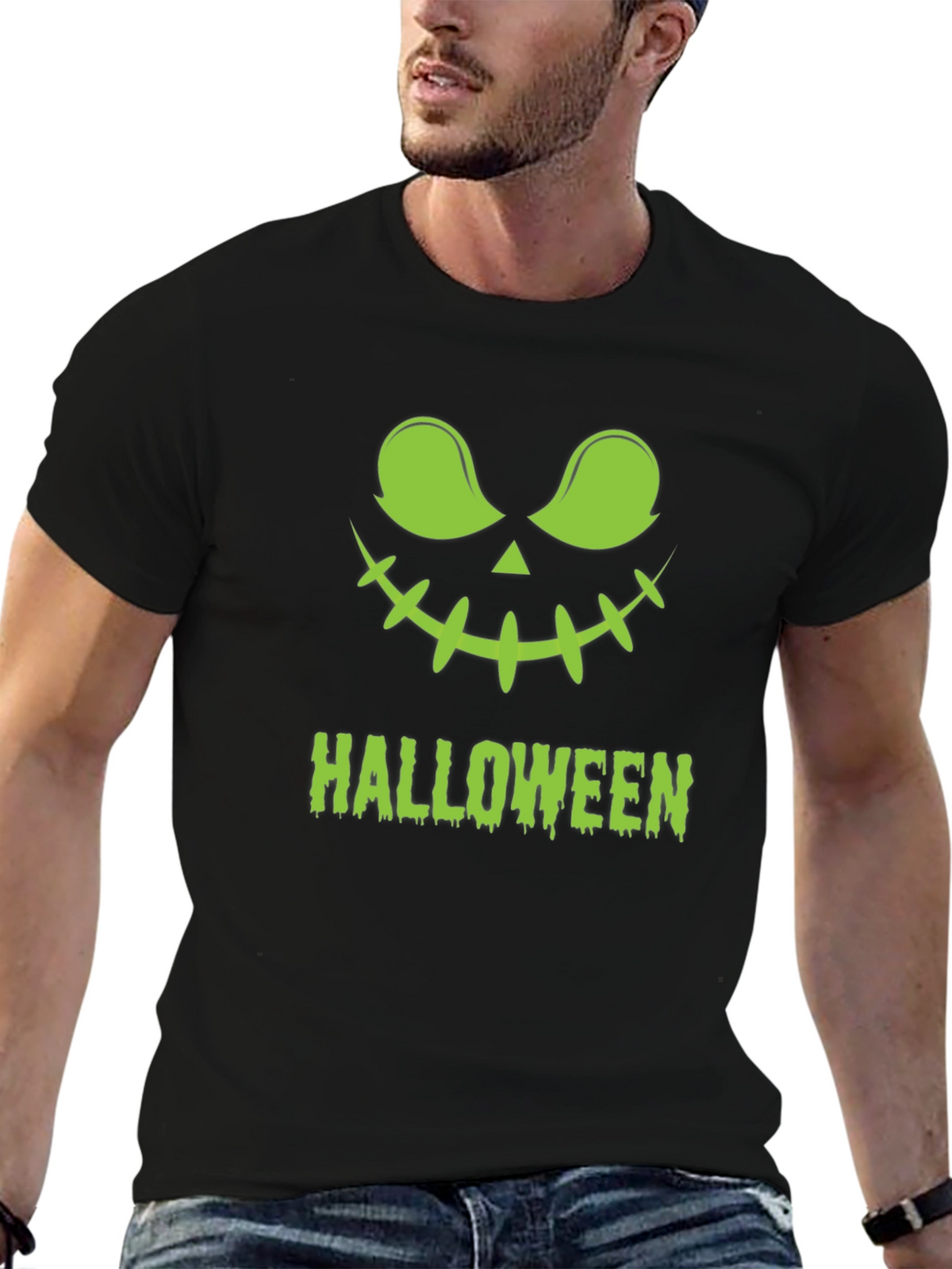 Halloween Jack-O-Lantern Graphic Tee - Black