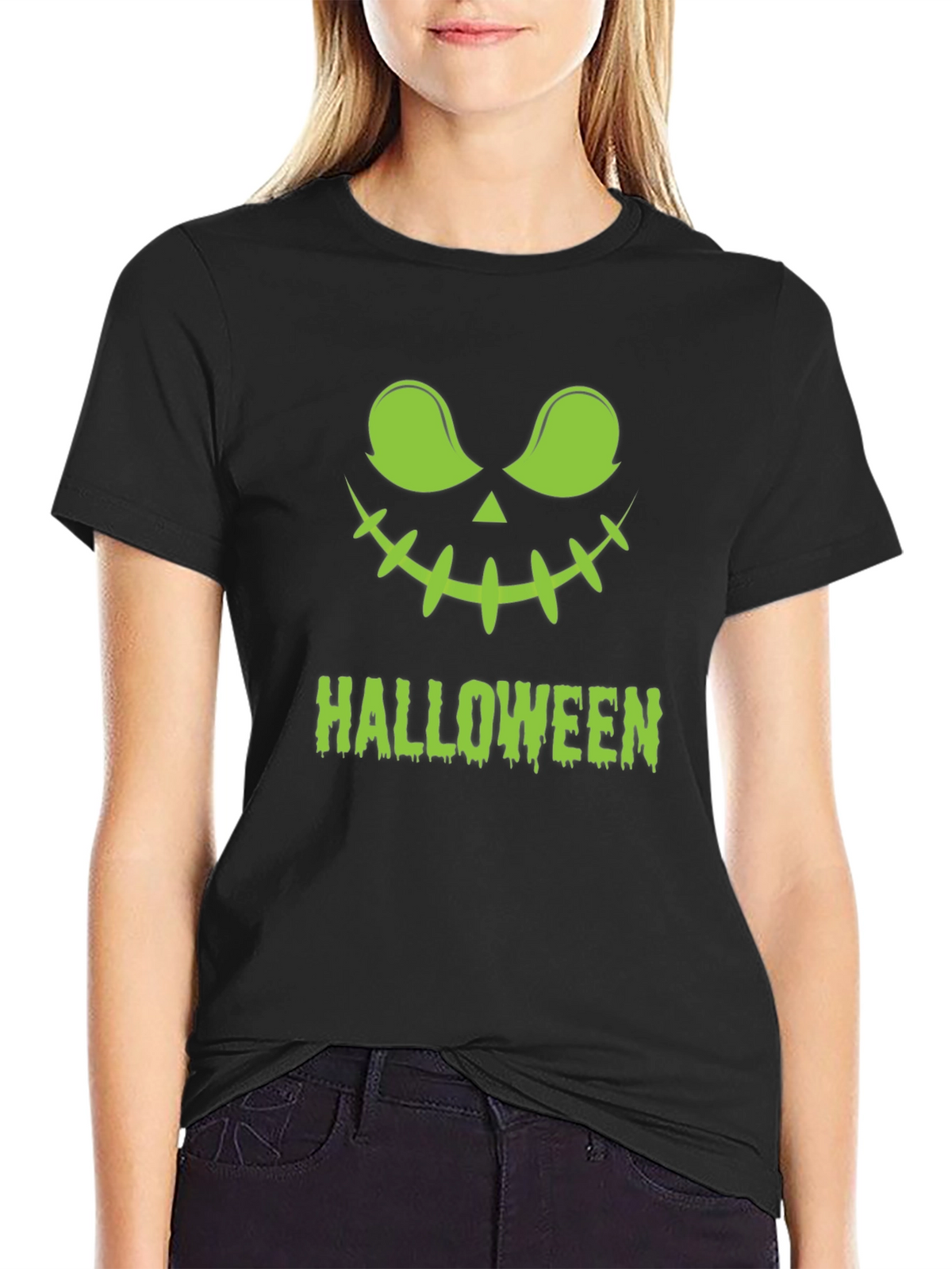 Halloween Jack-O-Lantern Graphic Tee - Black