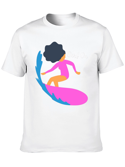 Surf On Graphic Tee - Mens Casual Black T-Shirt