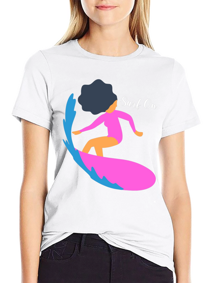 Surf On Graphic Tee - Mens Casual Black T-Shirt