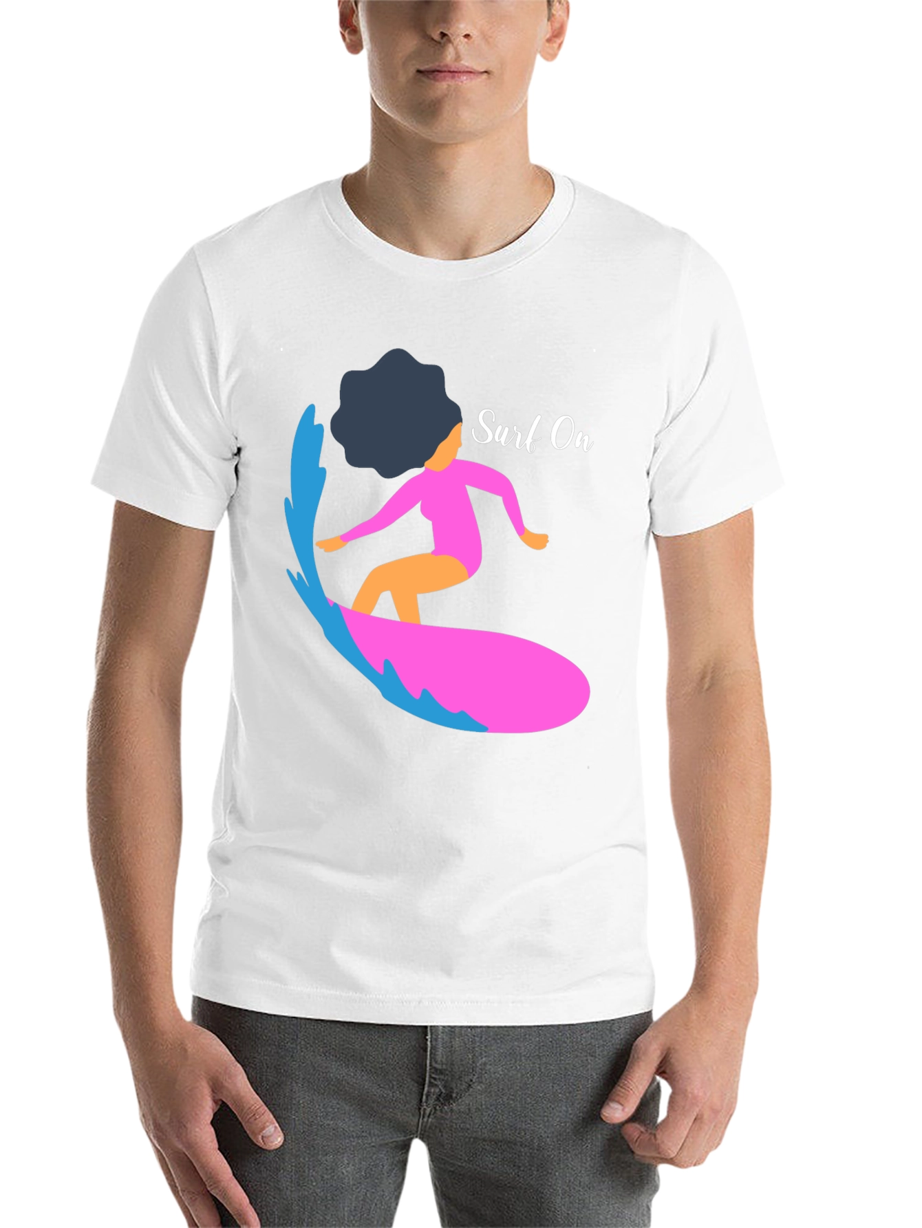 Surf On Graphic Tee - Mens Casual Black T-Shirt