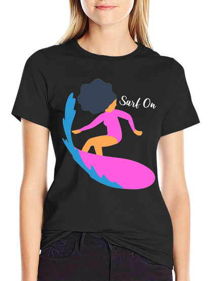 Surf On Graphic Tee - Mens Casual Black T-Shirt