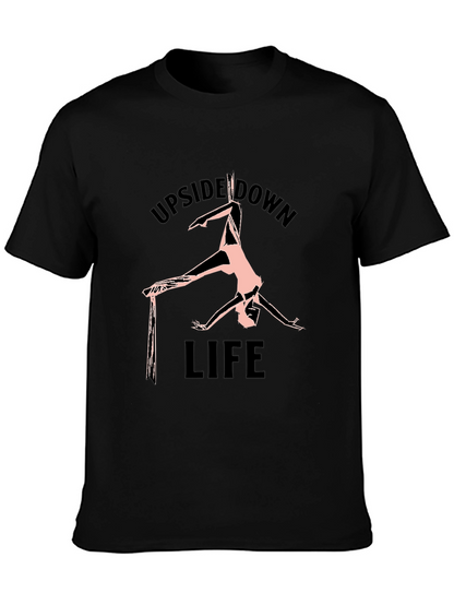 Upside Down Life Black Graphic T-Shirt