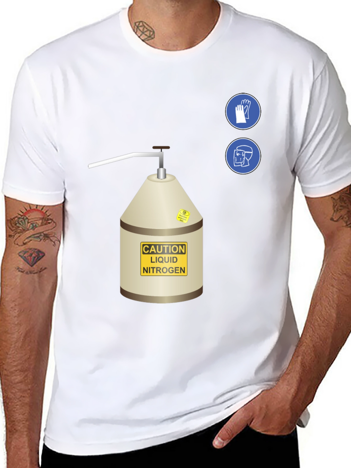 Caution Liquid Nitrogen Graphic T-Shirt - Safety First!