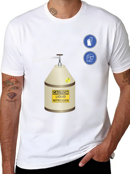 Caution Liquid Nitrogen Graphic T-Shirt - Safety First!