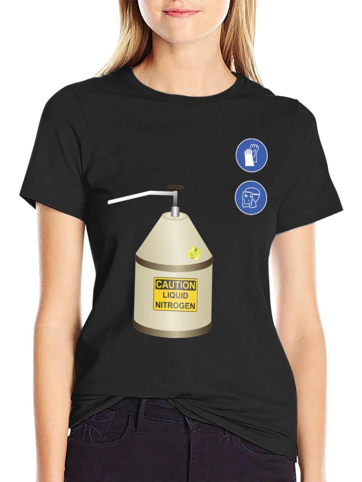 Caution Liquid Nitrogen Graphic T-Shirt - Safety First!