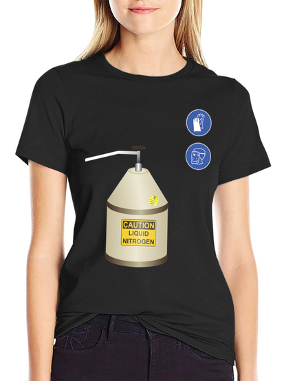Caution Liquid Nitrogen Graphic T-Shirt - Safety First!