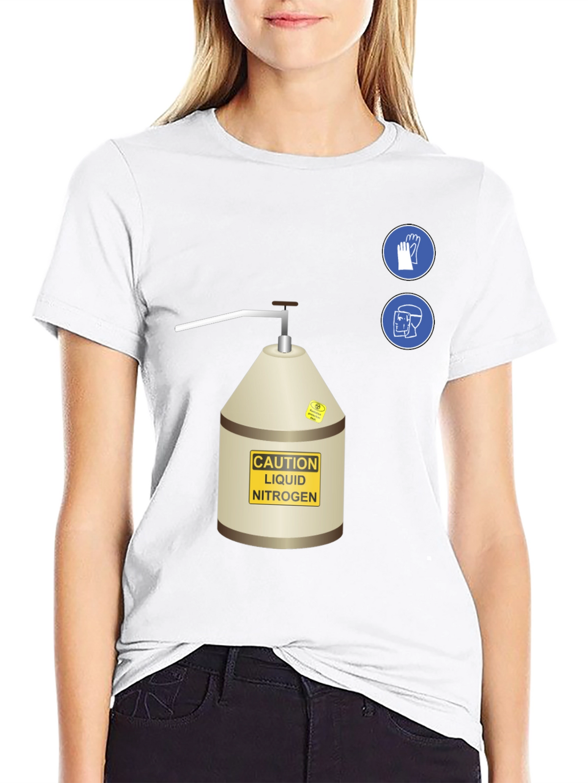 Caution Liquid Nitrogen Graphic T-Shirt - Safety First!